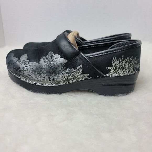 Dansko Professional Metallic Floral Print Nubuck Women's Clogs Shoes Size 6.5 - Picture 3 of 10